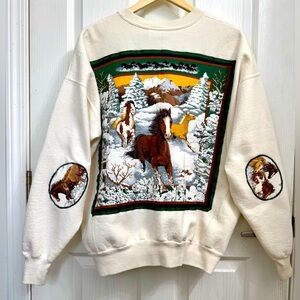 Hand embellished horse sweater jacket.